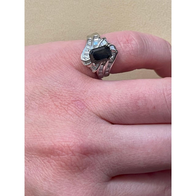 1 Carat Solitaire Emerald Cut Black Diamond Ring/Band 18 Karat White Gold For Sale - Image 14 of 18