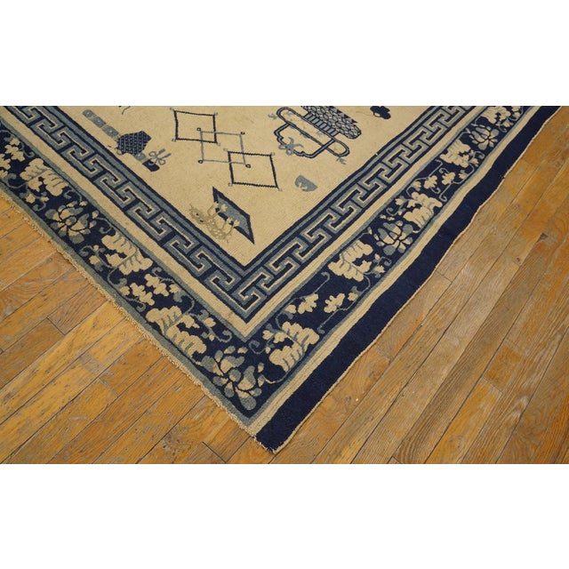 1850s Beige Background Antique Chinese Ningxia Rug With 100 Antiques Pattern For Sale In New York - Image 6 of 10