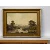 Vintage River Landscape Oil in English Countryside - 20th Century British Art Art measures 11 x 7.5 inches Frame measures...