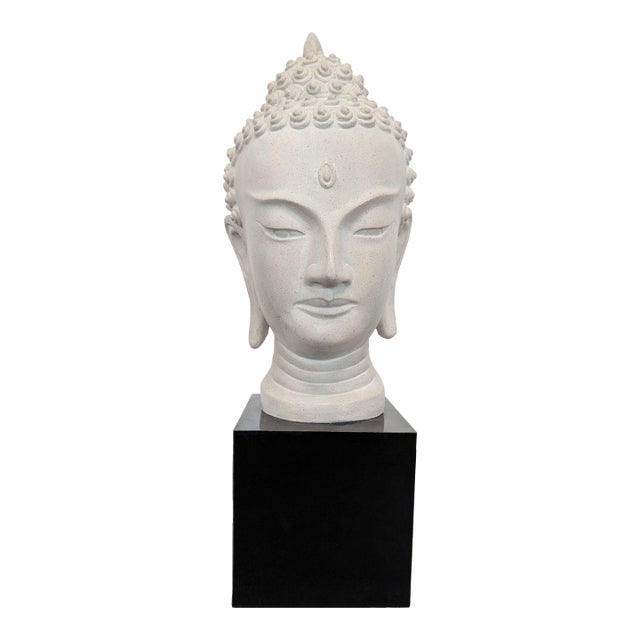 Vintage Austin Productions Buddha Head Sculpture on Base For Sale