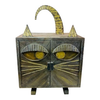 Incredible Brutalist Style Metal Cat Cabinet. For Sale