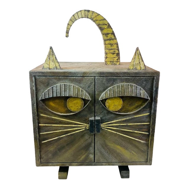 Incredible Brutalist Style Metal Cat Cabinet. For Sale