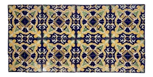 Original Talavera Blue & Yellow Tiles - Set of 36