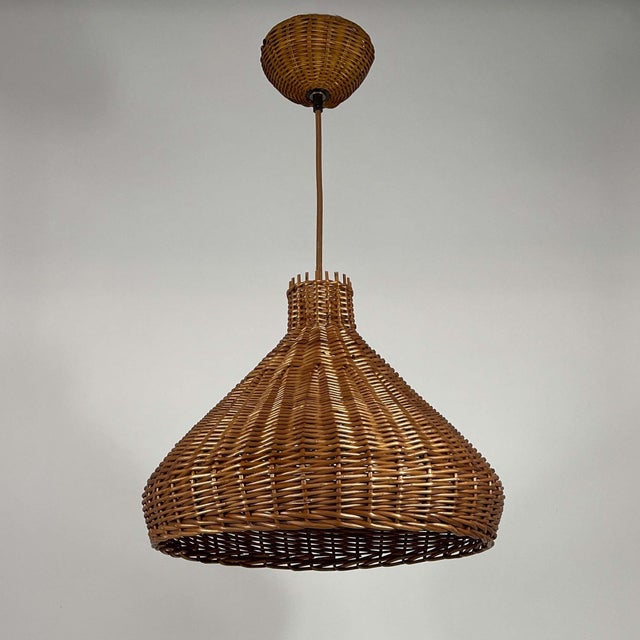 Mid-Century Rattan & Wicker Pendant, Sweden, 1960s For Sale - Image 14 of 16