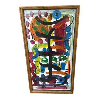 1970s Peter Keil “Miro and Me” Abstract Colorful Painting For Sale