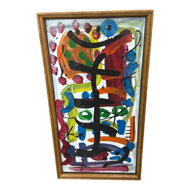1970s Peter Keil “Miro and Me” Abstract Colorful Painting For Sale