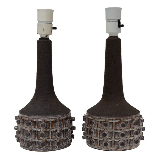 Danish Modern Ceramic Table Lamps by Jette Hellerøe for Axella, 1960s, Set of 2 For Sale