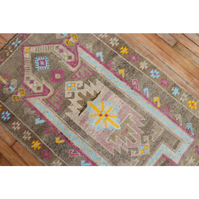 Textile Zabihi Collection Vintage Chocolate Brown Tribal Turkish Prayer Rug - 2'8" x 4'2" For Sale - Image 7 of 7