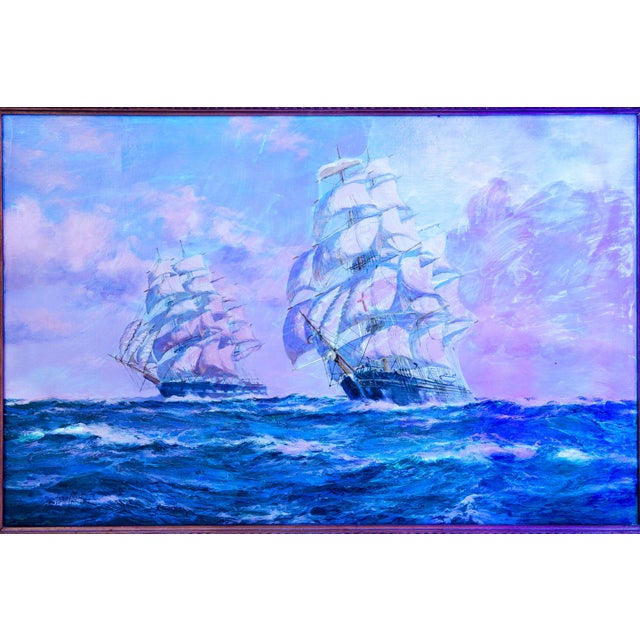 Fine Maritime Seascape Painting of American Clipper Ships by Henry Scott For Sale - Image 11 of 15