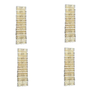 Italian Murano Glass Brass Wall Sconces by Simoeng, Set of 4 For Sale