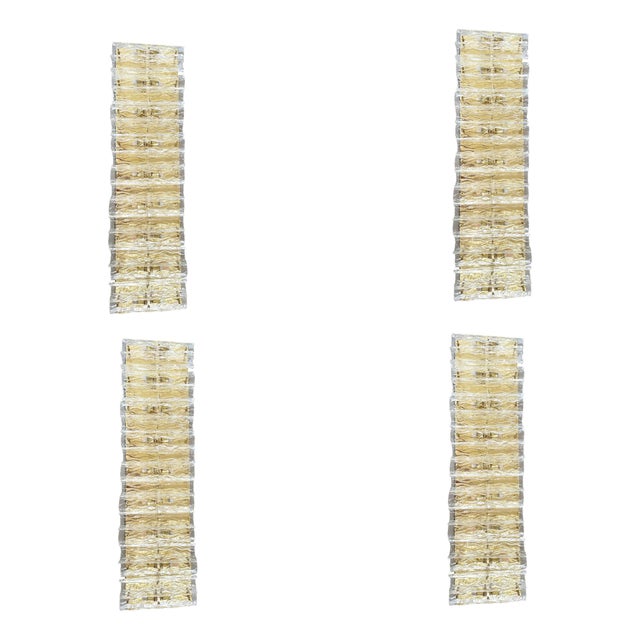 Italian Murano Glass Brass Wall Sconces by Simoeng, Set of 4 For Sale