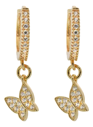 Freedom Butterfly Gold Vermeil & Pave Diamond Earrings, A Pair