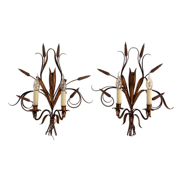 Hollywood Regency Sconces in Gilt Metal by Hans Kögl, 1960, Set of 2 For Sale