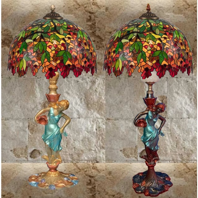 Vintage Water Nymph Spelter Table Lamps - a Pair For Sale In New York - Image 6 of 12