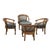 Henredon Vintage Heritage Henredon Leather Club Chairs With Round Accent Table Set of 5 For Sale - Image 4 of 8