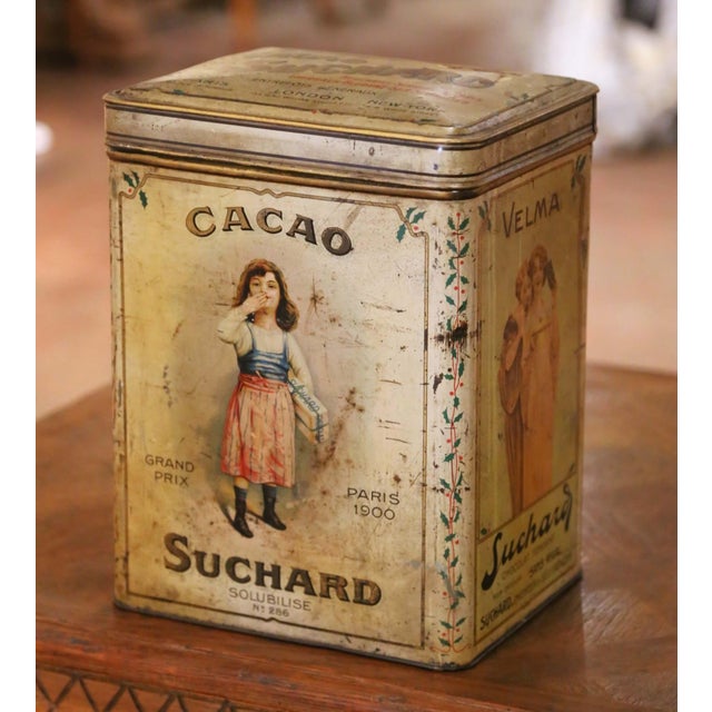 Early 20th Century Suchard Lithographed Tin Cacao Advertising Box For Sale In Dallas - Image 6 of 13