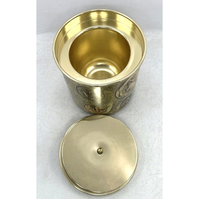 Metal 1960s Piero Fornasetti Ice Bucket & Cover With Coin Design For Sale - Image 7 of 10