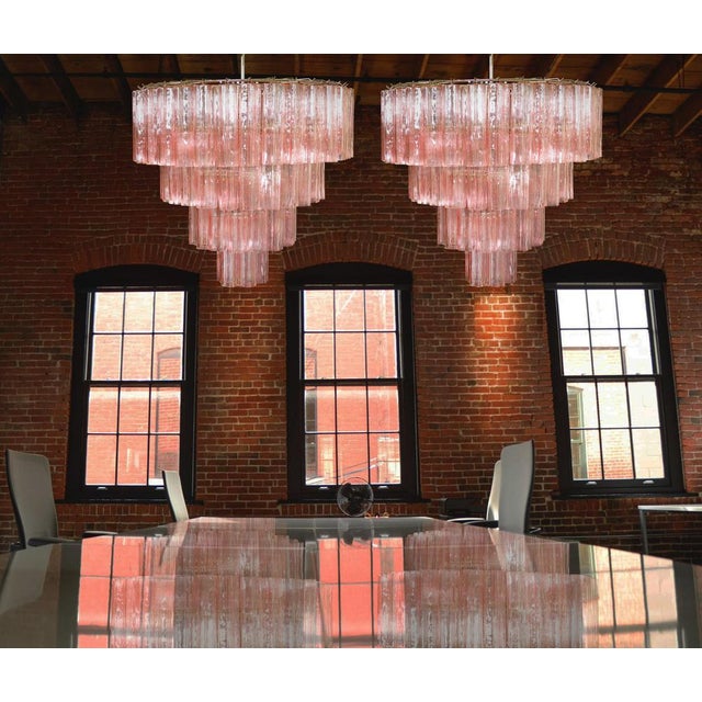 Italian vintage chandelier in Murano glass and nickel-plated metal structure on 4 levels. The armor polished nickel...