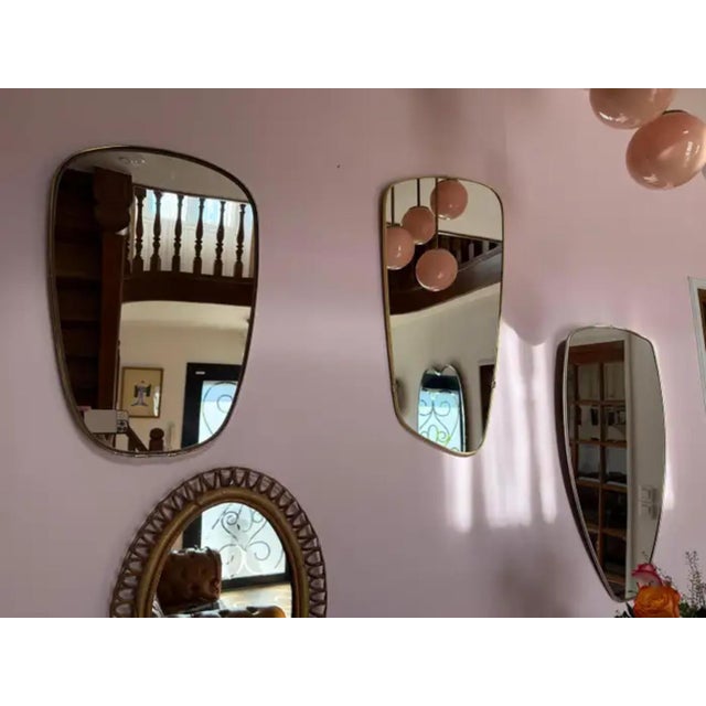 Modern Shaped Brass and Chrome Wall Mirror, 1950s For Sale - Image 16 of 18
