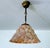 Art Deco pendant light with mottled glass shade in coral pink orange and white, burnished brass suspension Very good...