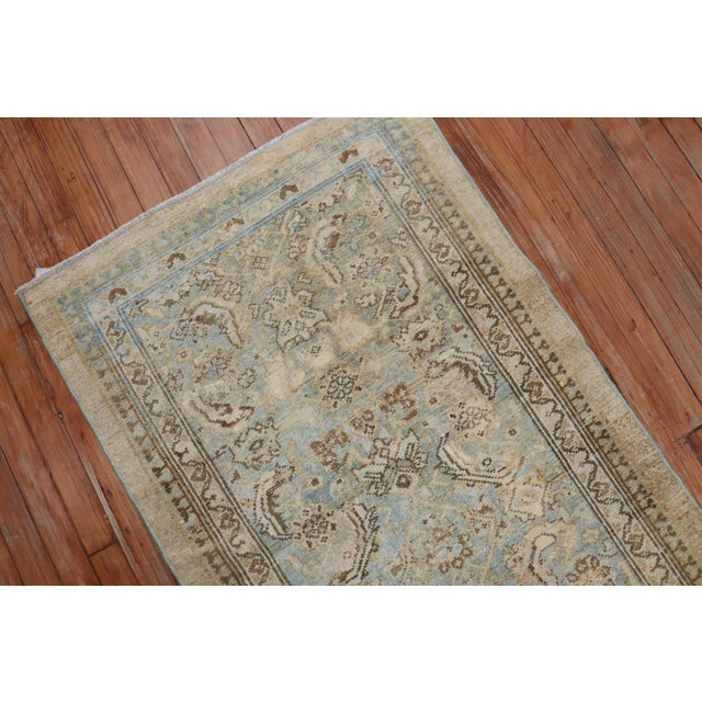 Textile Antique Zabihi Collection Camel Powder Blue Persian Serab Small Rug - 2'7" x 4'1" For Sale - Image 7 of 7