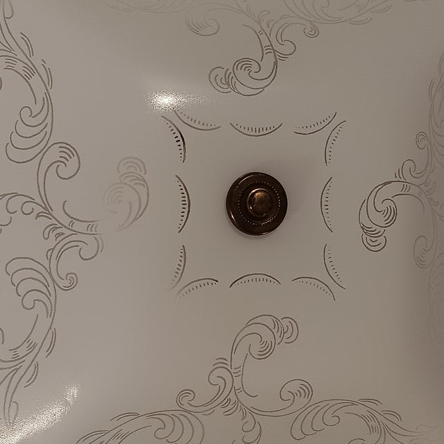 Vintage Ceiling Light Cover With Paisley Swirls Around Border Frosted Glass For Sale - Image 12 of 12