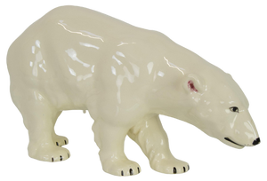 Large Porcelain Polar Bear Sculpture from Royal Dux, Czechoslovakia, 1925