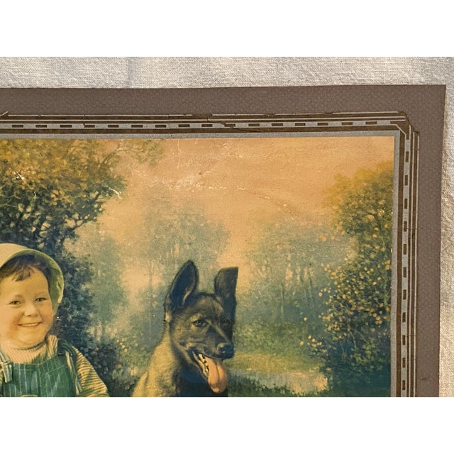 Framed Early 20's Chromolithograph Titled "Pals" by Alfred Guillon For Sale - Image 4 of 9