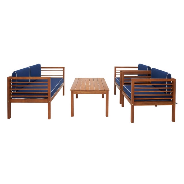 Brown Alda 4 Piece Living Set - Natural/Navy For Sale - Image 8 of 9