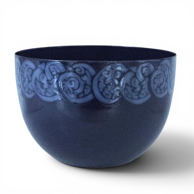 Blue Kaj Franck for Finel Arabia Finnish Cobalt Enamel Steel Bowl 8.25" For Sale - Image 8 of 9
