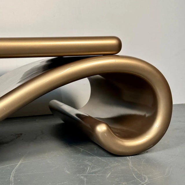 Bronze Mid-Century Modern Organic Coffee Cocktail Table Gold Metallic Fiberglass 1980s For Sale - Image 8 of 13