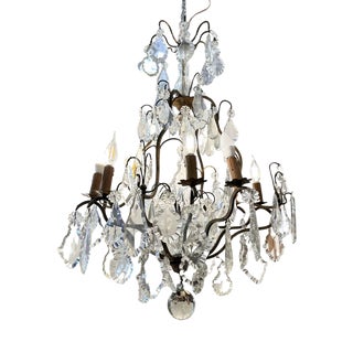 Louis XV Napoleon III Chandelier with Cut Rock Crystal, France, 1880 For Sale