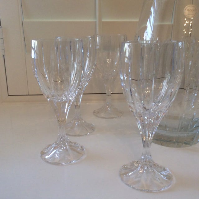 Mid-Century Modern Late 20th Century Block Crystal Crystal Goblets and Pitcher - Set of 8 For Sale - Image 3 of 11