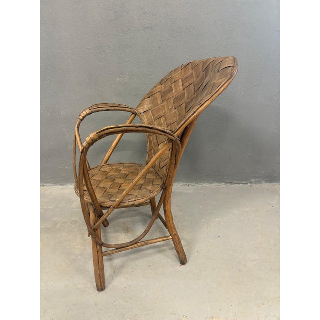 Vintage Wicker Rattan Armchair with High Backrest, 1960s-1970s For Sale - Image 4 of 7