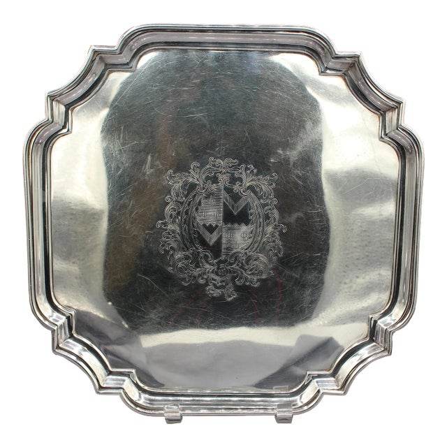 C. 1930-50 Barker Ellis Co. Silver Plated English Cocktail Tray For Sale