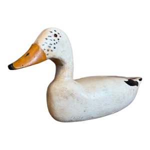Vintage Hand-Carved White Pekin Duck Wooden Decoy