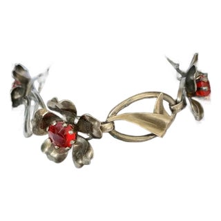Mid 20th Century Sterling Floral Link Bracelet For Sale