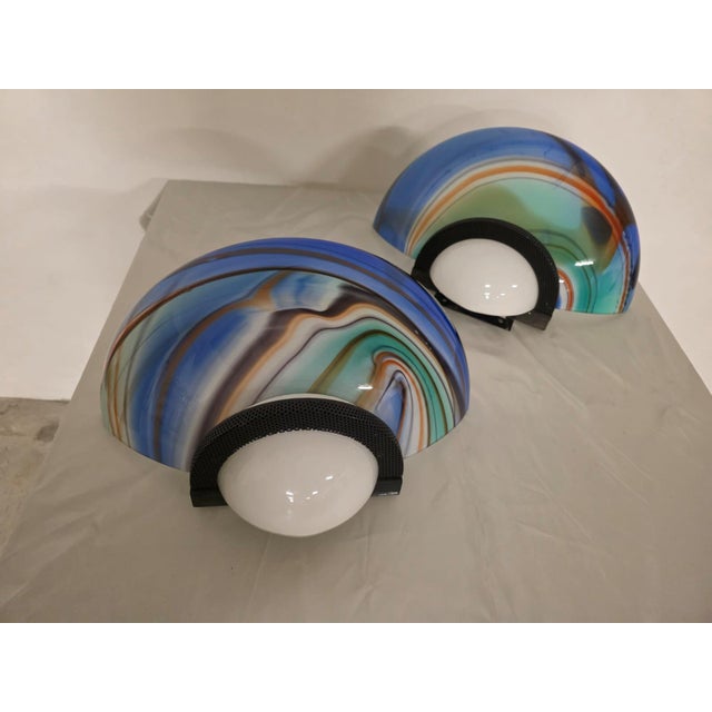 Wall Lamps in Chalcedony Glass by Ottavio Missoni, 1980s, Set of 2 For Sale - Image 4 of 14