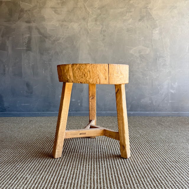 Late 20th Century Vintage Elm Wood Chop Block Table #U34 For Sale - Image 5 of 10