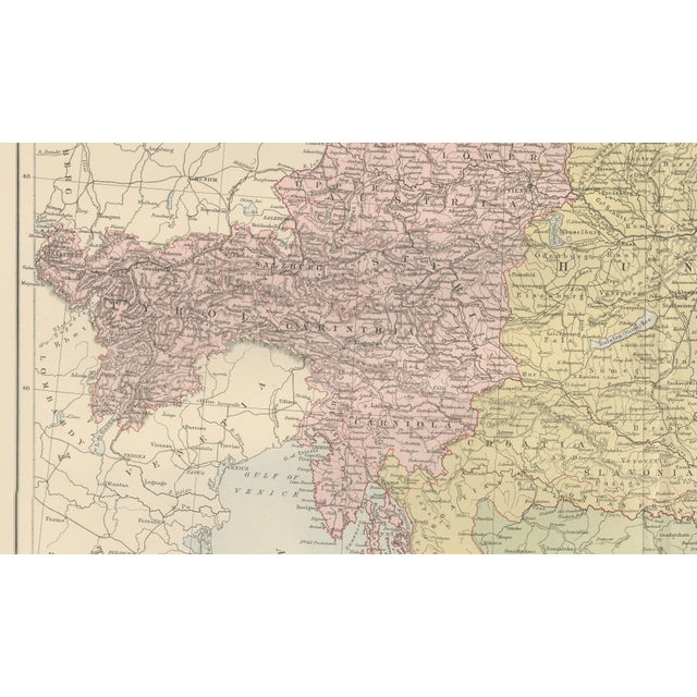 Late 19th Century Antique Austria-Hungary Map from Bartholomew, 1884 For Sale - Image 5 of 10