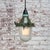 Industrial Reeded Clear Glass and Green Metal Pendant Light For Sale - Image 4 of 6