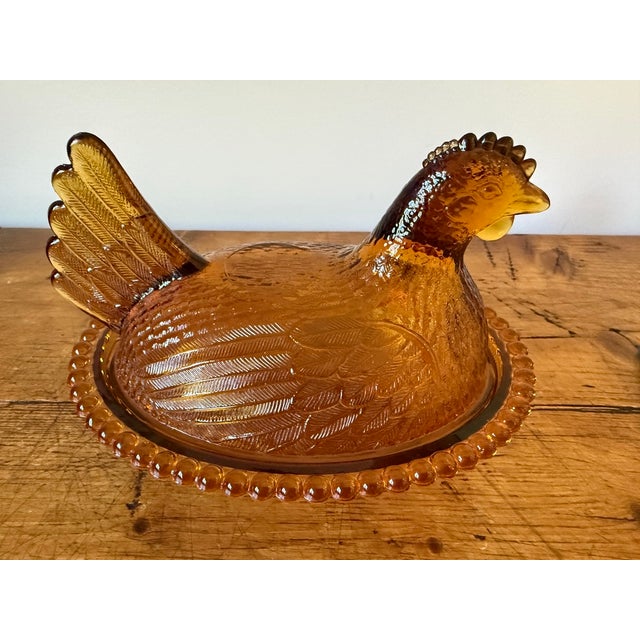 Indiana Glass Company Mid 20th Century Indiana Glass Amber Hen on Nest For Sale - Image 4 of 9
