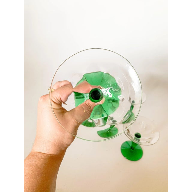 Antique Art Nouveau Green Blown Glass Coupes Set of 5 Chairish