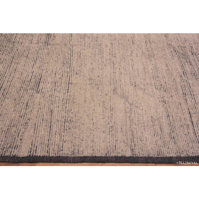 Modern Abstract Solid Cream Color Modern Room Size Area Rug For Sale - Image 3 of 8