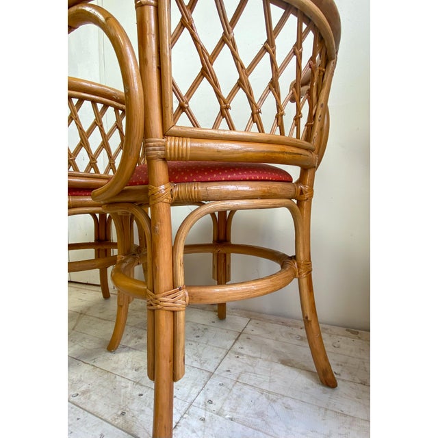 Wood Set of Vintage Bamboo and Rattan Bistro Chairs, 1970s For Sale - Image 7 of 10