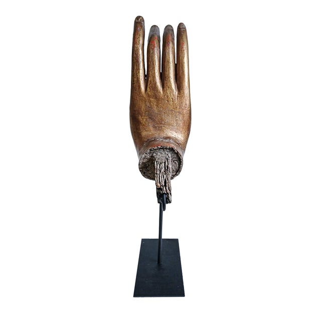 Gilt Wood Buddha Hands, Polychromed, Late 19th Century, Thailand, for the Collection of Vicente Wolf For Sale - Image 4 of 13