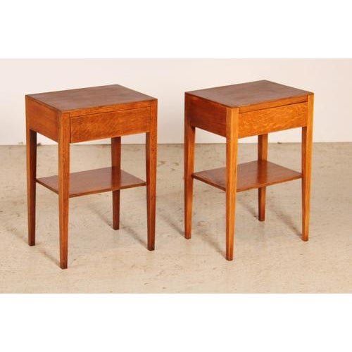 Mid-Century Oak Bedside Tables with Drawers, 1960s, Set of 2 For Sale - Image 10 of 10