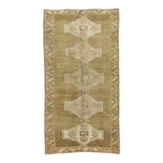 Brown & Pink Turkish Vintage Rug 5'7" x 10'10" For Sale