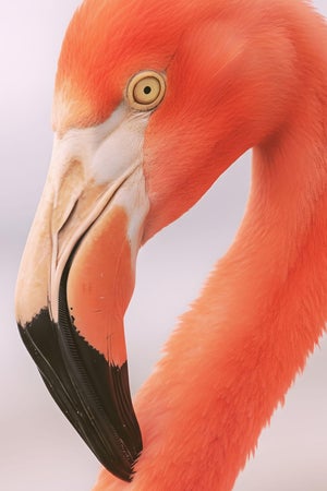 Flamingo Portrait Close-Up, Minimalist Wildlife Art Print, 24″ × 36″