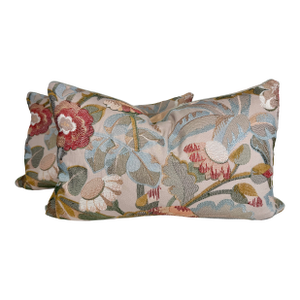 Cowtan & Tout "Tapestry Flowers" in Coral 14"x22" Pillows-a Pair